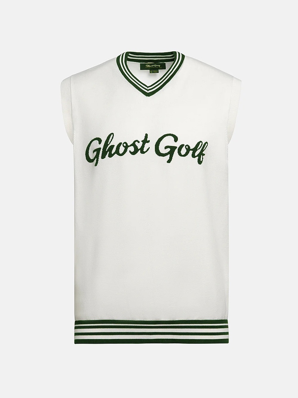 Ghost Golf Men’s White & Green Sleeveless Knit Vest